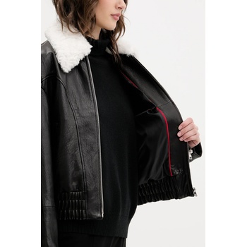 HUGO Кожено яке hugo в черно преходен модел с уголемена кройка 50547184 (50547184)