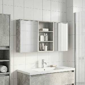 vidaXL Комплект шкафове за баня 3 бр. 126 x 16 x 62.5 см (3403827)