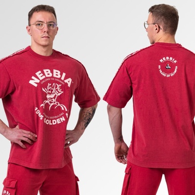 Nebbia Washed oversized tričko Golden age 790 červené
