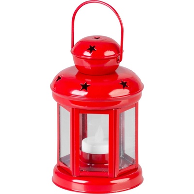 MagicHome Lampáščervený s LED sviečkou 10x15 20 cm