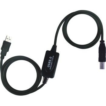 PremiumCord ku2rep20ab USB 2.0 repeater a propojovací A/M - B/M, 20m, černý