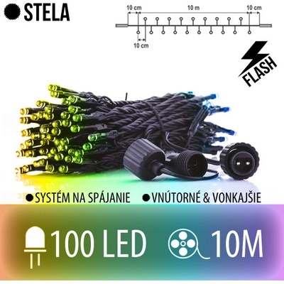 Somogyi by Home STELA spojovateľná LED svetelná reťaz CLUSTER vonkajšia FLASH 100LED 10M Multicolour