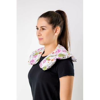 VFstyle nahrievací vankúšik na krk s pohánkovými šupkami Flowers
