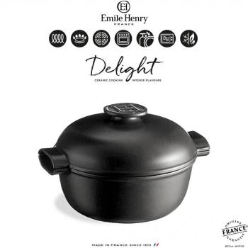 Emile Henry 2 л черна керамична индукционна тенджера emile henry от серия delight