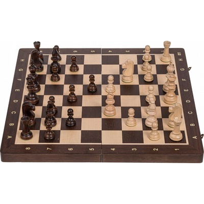 Square Dřevěné šachy AMBASADOR AG - Šachovnice 53 x 53 cm & Šachové figurky