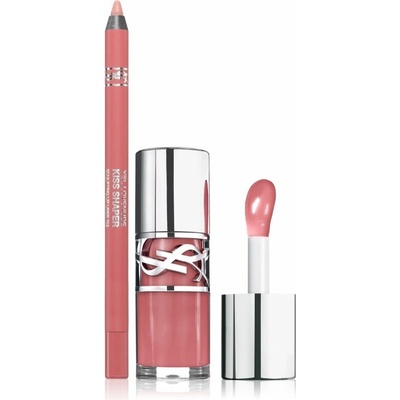 Yves Saint Laurent Lips Duo Set Loveshine Plumping Lip Oil Gloss lesk na pery 6 ml + Yves Saint Laurent Lovenude Kiss Shaper kontúrovacia ceruzka na pery 1,20 g kozmetická sada