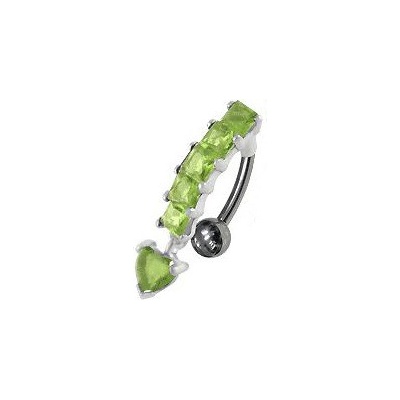 Šperky4U stříbrný piercing do pupíku světle zelené zirkony BP01190-G