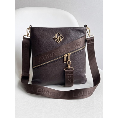 Laura Biaggi Čokoládová hnedá crossbody kabelka veľká a štýlová