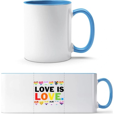 TTH Dvojfarebný Hrnček Nápis Love is Love Biela Svetlomodrá Standard Darčeky PrintEQ 250 ml
