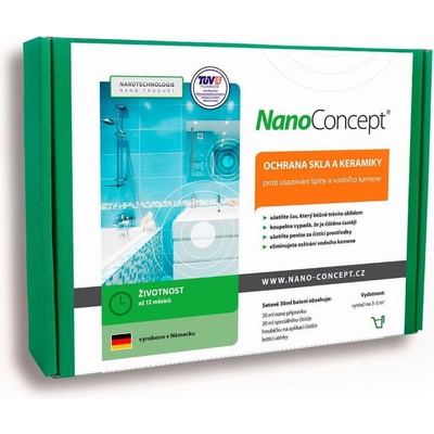 NanoConcept Set nano ochrana skla a keramiky proti usazování špíny a vodního kamene 30 ml