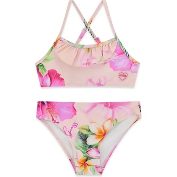 GUESS Бански две части за момиче в розов цвят с цветя Guess