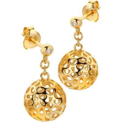 Hot Diamonds Originálne pozlátené náušnice s diamantmi Orb DE884