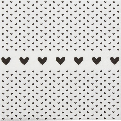 Clayre & Eef Papierové obrúsky so srdiečkami Love Birds 33x33 cm 20ks