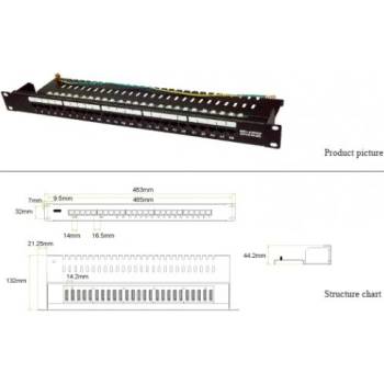 Linkbasic Телефонен панел ISDN, cat. 3, 19" 25 порта неекраниран UTP, зареден, цвят черен (PNT25-UC3)