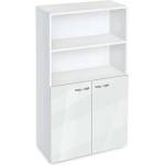 Bogdan Furniture G Етажерка BM-Ava 4 с вратички, бял гланц с бяло гладко