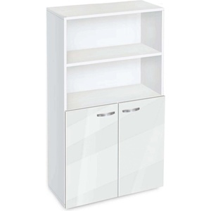 Bogdan Furniture G Етажерка BM-Ava 4 с вратички, бял гланц с бяло гладко