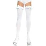 Leg Avenue Секси дамски чорапи с панделки в бял цвят "leg avenue white ribbon