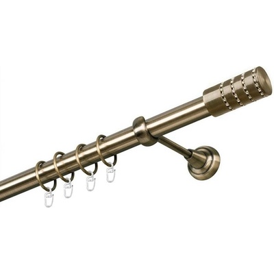 OK-GarnýžeCZ Garnýž kovová jednořadá 25mm Cylinder crystal mosaz 200 cm do stěny / kroužky s háčkem