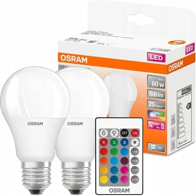Osram LED žárovky , A60, E27, 9 W, 806 lm, RGBW, 2 ks.