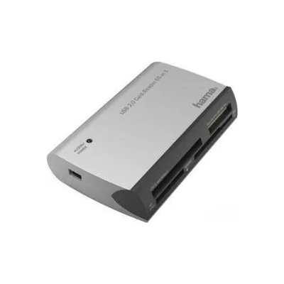 Hama Четец за карти HAMA All in One, USB 2.0, SD/microSD/CF/MS, 480 Mbps, Сребрист, HAMA-200129