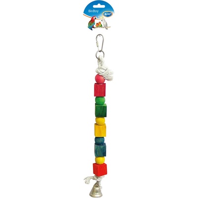Duvo Plus Rope Ring with Colorful Cubes & Bell - Цветна играчка за птици със звънче 35 см