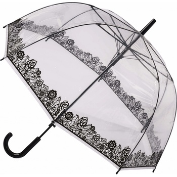 Blooming Brollies Clear Dome Stick with Black Lace Effect deštník dámský holový