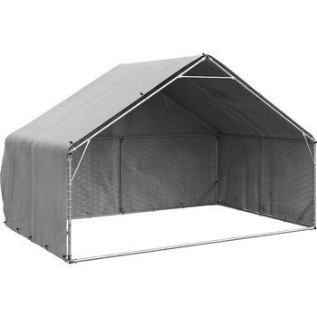 vidaXL Външна клетка за кучета с покривало 3x2x1, 9 м, поцинкована стомана (4105409)