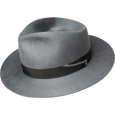 Fiebig plstěný klobouk fedora velurová plsť Superfine Velour americký střih rovná krempa grafitový