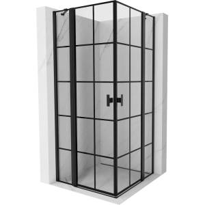Mexen Mist Duo панел за душ кабина с отварящи се врати 105 x 105 см, черна решетка, черен - 8A4-105L-105P-70-77 (8A4-105L-105P-70-77)