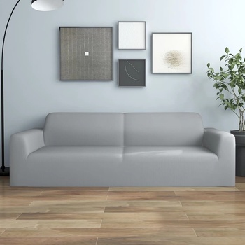 Image 1 of vidaXL Разтеглив калъф за 3-местен диван, сив, полиестерно жарсе (332942)