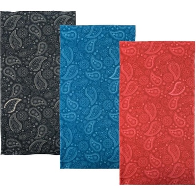 OXFORD multifunkční větruodolný límec COMFY OXFORD PAISLEY 3 kusy v balení barva černá/modrá/červená