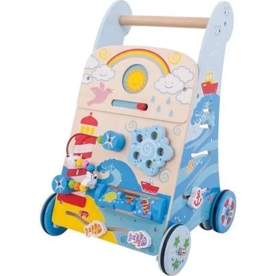 Bigjigs Toys - Дървен уокър - Проходилка с активности 6 в 1 - Море (BB114)