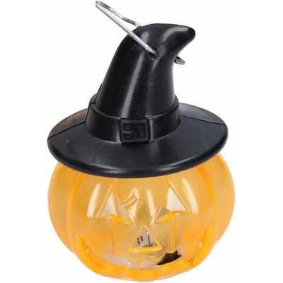 Dekorace plast Halloween dýně svítící na pověšení 8,5x6,5cm - 1ks