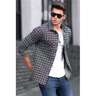 Madmext Мъжка риза 4682 - Черно/Бяла 289174 (289174_Камел)