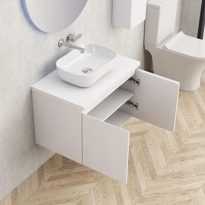 Inter Ceramic Конзолен PVC шкаф за баня BG 5155-75W + 7546-30, с бял плот, Inter Ceramic, 45х48.5х73.5см (BG 5155-75W + 7546-30)