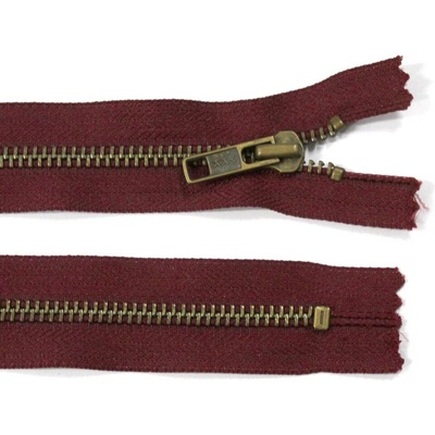Kovový zip no.5 nerozepínací 20cm jeansový - více barev Barva: 14 vínová (staromosaz.zuby)