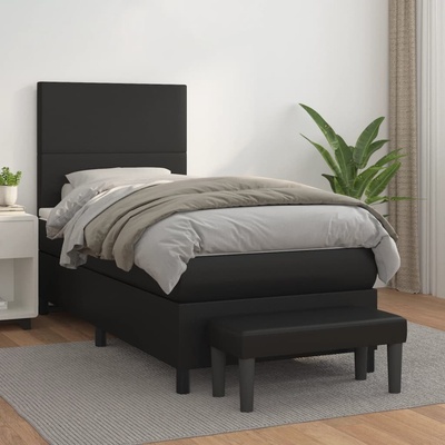 Petrashop 3137521 boxspring postel s matrací černá umělá kůže