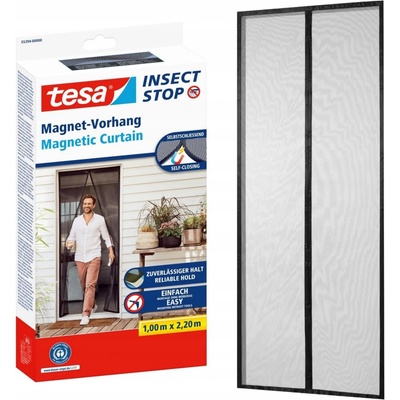 Tesa Síť magnetická proti hmyzu do dveří, černá 100 x 220 cm