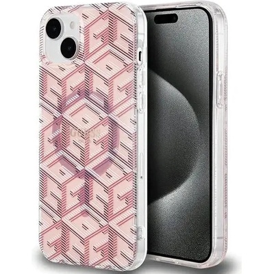 GUESS Кейс Guess IML GCube MagSafe за iPhone 15 / 14 / 13, розов (GUE003503-0)