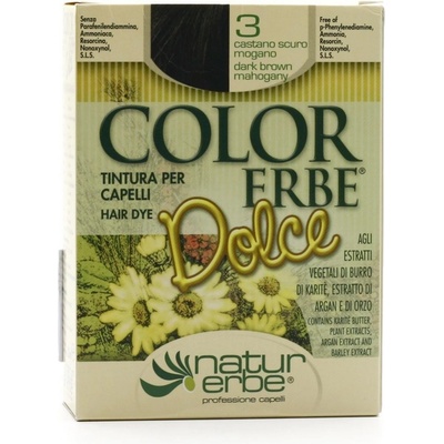 Color Erbe barva na vlasy 03 tmavě hnědá mahagon Color Erbe Dolce 135 ml