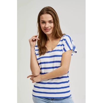 Moodo Синя тясно райета тениска с къс ръкав Moodo Moodo | Bezhov | ЖЕНИ | XS