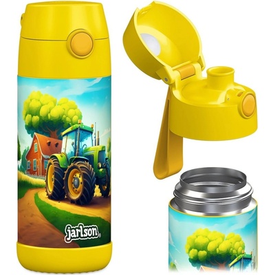 Jarlson Mali Detská nerezová fľaša na pitie Traktor 350 ml
