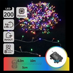 Aigostar - LED външна гирлянда 200xLED/8 функции 3xAA 10, 3m IP44 многоцветна (AI1343)