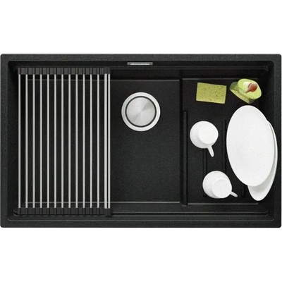 Твоят Стил Графитна гранитна мивка за монтаж под плот Прага 80 Step Level 760 x 470 мм