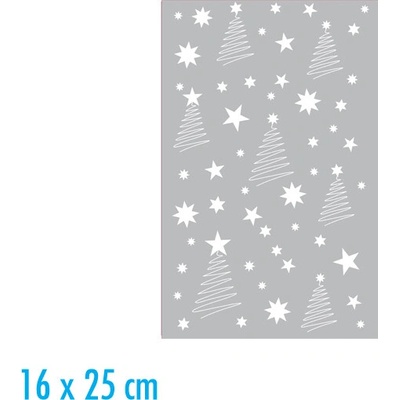 Sáče celofán neprůhledný stříbrný 16x25cm stromečky