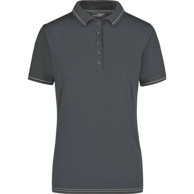 James & Nicholson Polokošile JN 568 žerzejová elastická krátký rukáv dámská COT-020568k8501 Šedá grafitová bílá