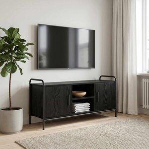 vidaXL ТВ шкаф 99 x 33 x 50 см Черен дъб Инженерна дървесина (8013704)