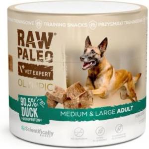 VetExpert RAW PALEO Olympic Duck Medium Large - хипоалергенно монопротеиново лакомство за тренировки за кучета, 90 гр, Vet Expert - Полша