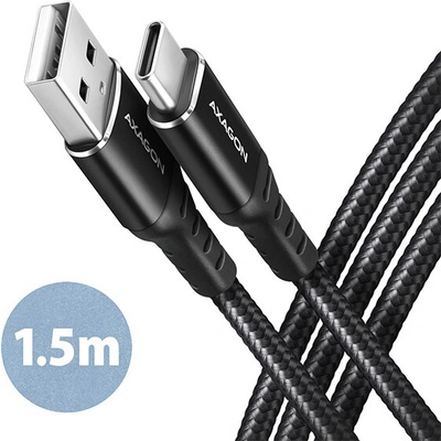 Axagon BUCM-AM15AB HQ USB-C USB-A, USB 2.0, 3A, ALU, oplet, 1,5m, černý