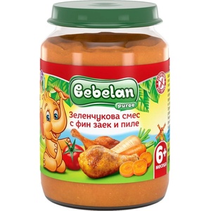 Bebelan Ястие Bebelan Puree - Фин заек и пиле със зеленчуци, 190 g (7158) - ozone